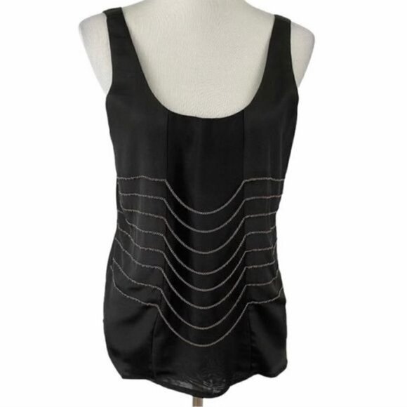 NWT Line & Dot Black Silver Chain Tank Top Blouse - Picture 3 of 8